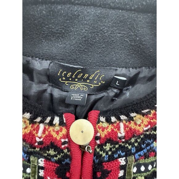 Icelandic Design Womens 100% Wool Zip Sweater Coat Sz L Wool Lined Hidden Pocket - Picture 2 of 8